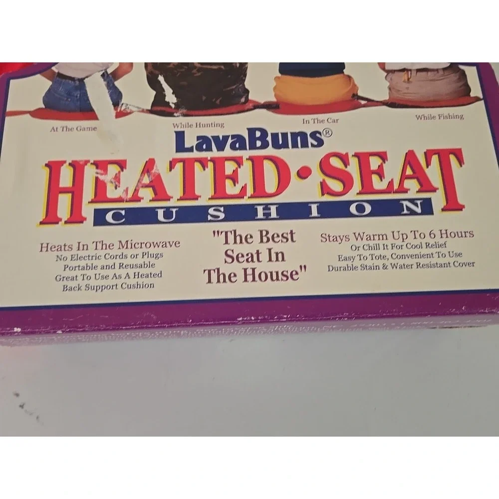 Lava Buns Heated Seat Cushion Microwavable Portable Red Hunting Stadium Bleacher